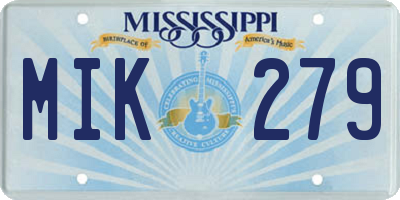 MS license plate MIK279