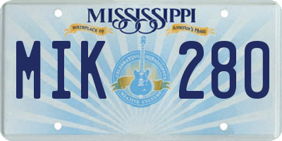 MS license plate MIK280