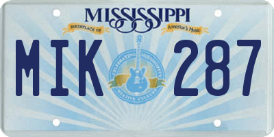 MS license plate MIK287