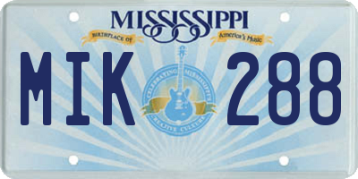 MS license plate MIK288