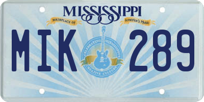 MS license plate MIK289