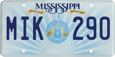 MS license plate MIK290