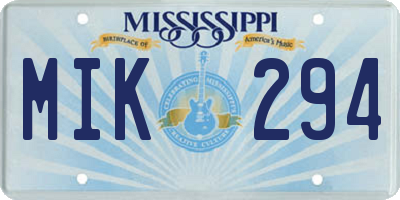 MS license plate MIK294