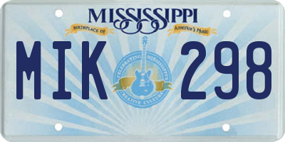 MS license plate MIK298