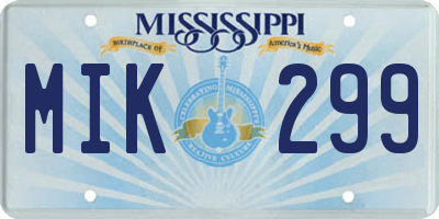 MS license plate MIK299