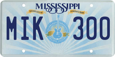 MS license plate MIK300