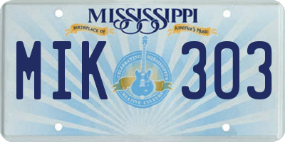 MS license plate MIK303