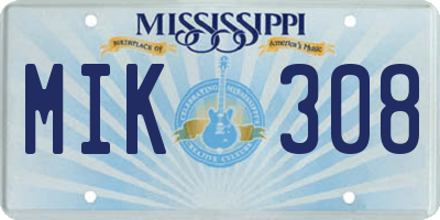MS license plate MIK308