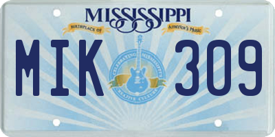 MS license plate MIK309