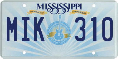 MS license plate MIK310