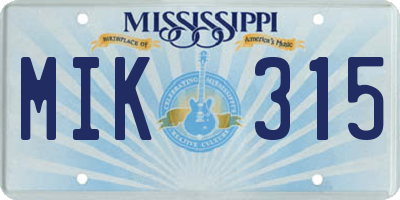 MS license plate MIK315