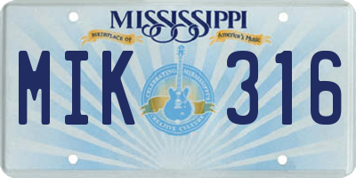 MS license plate MIK316