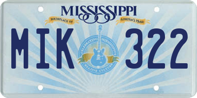 MS license plate MIK322