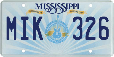 MS license plate MIK326