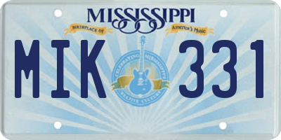 MS license plate MIK331