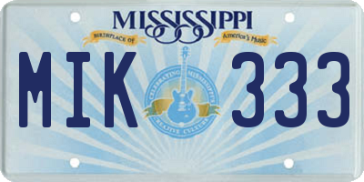 MS license plate MIK333