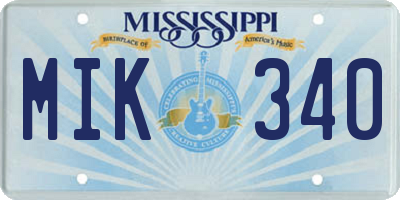 MS license plate MIK340