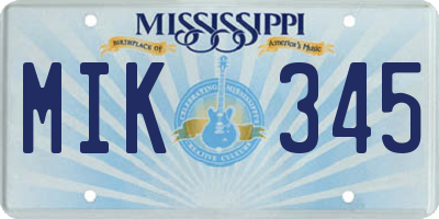 MS license plate MIK345