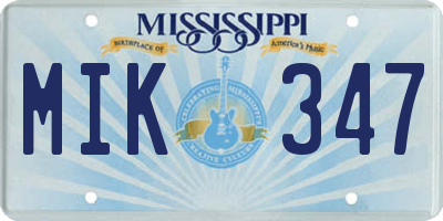 MS license plate MIK347