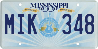 MS license plate MIK348