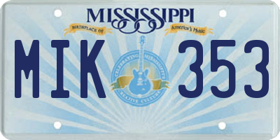 MS license plate MIK353