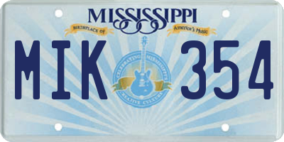 MS license plate MIK354