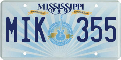 MS license plate MIK355