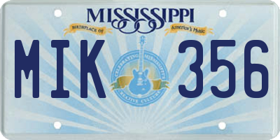 MS license plate MIK356