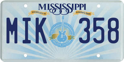 MS license plate MIK358