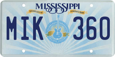 MS license plate MIK360