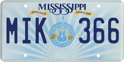 MS license plate MIK366