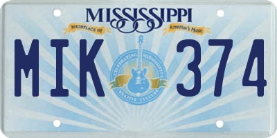 MS license plate MIK374