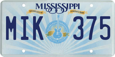 MS license plate MIK375