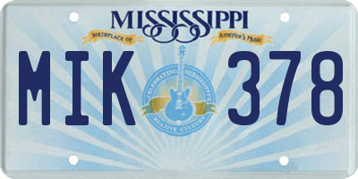 MS license plate MIK378
