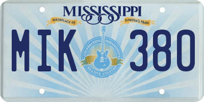MS license plate MIK380