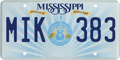MS license plate MIK383