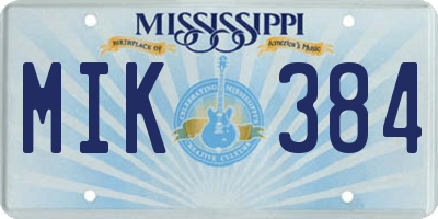 MS license plate MIK384