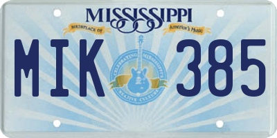 MS license plate MIK385