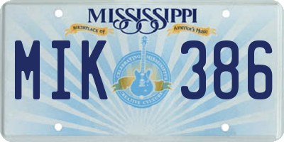 MS license plate MIK386