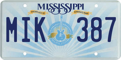 MS license plate MIK387
