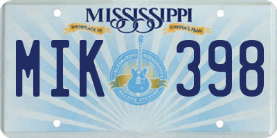 MS license plate MIK398