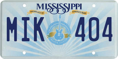 MS license plate MIK404