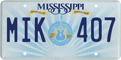 MS license plate MIK407