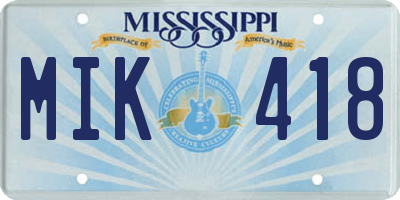 MS license plate MIK418