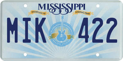 MS license plate MIK422