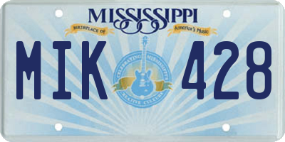 MS license plate MIK428