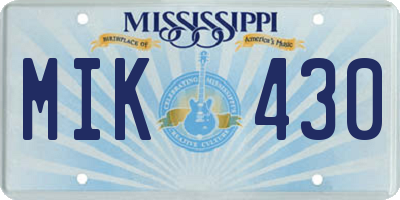 MS license plate MIK430