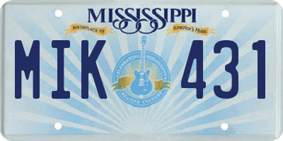 MS license plate MIK431