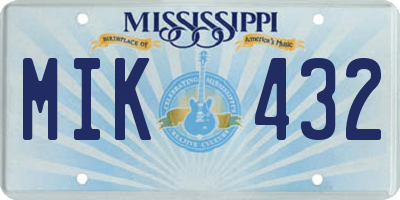 MS license plate MIK432