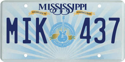 MS license plate MIK437